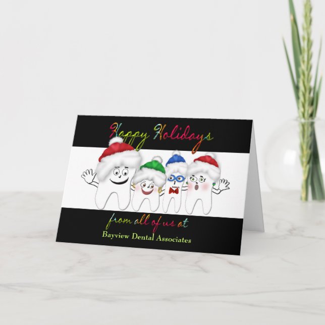 DENTISTS GLAD HELG-KORT - TOOTH/SANTA-HAT HELGKORT (Framsida)