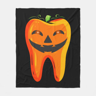 Dentists Tooth Pumpkin Halloween Fleecefilt