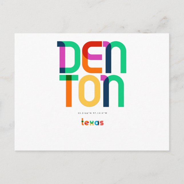 Denton Texas Mid Century, Pop Art Vykort (Framsida)