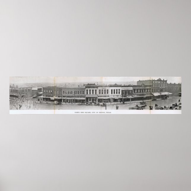 Denton, Texas - North Side of Square Tidigt 1900's Poster (Framsidan)
