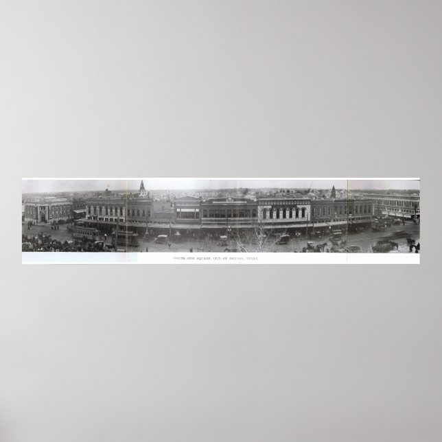 Denton, Texas - Sydsidan av Square Tidigt 1900-tal Poster (Framsidan)