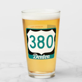 Denton, Texas, & US 380, Pint Glass Glaskopp