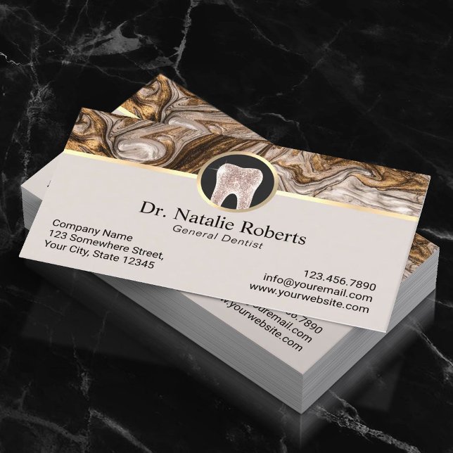 Dentst Luxury Guld Marble Agate Dental Office Tidsbeställning Kort (Skapare uppladdad)