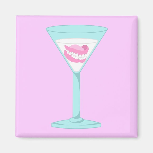 Dentures False Teeth Martini Magnet (Framsidan)
