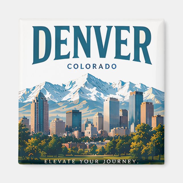 Denver Alpin Stadsutsikt Magnet (Framsidan)