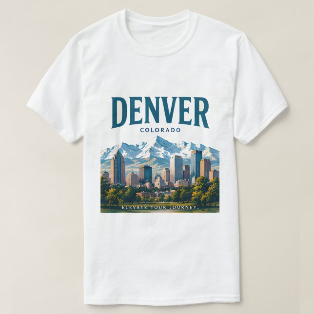 Denver Alpin Stadsutsikt T Shirt (Design framsida)