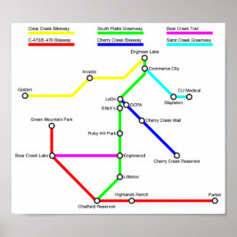 Denver Bike Karta Poster