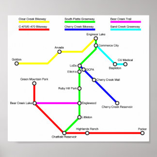 Denver Bike Karta Poster