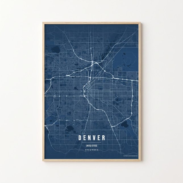 Denver Blå Karttryck Colorado Affisch Väggkonst Pr (Skapare uppladdad)