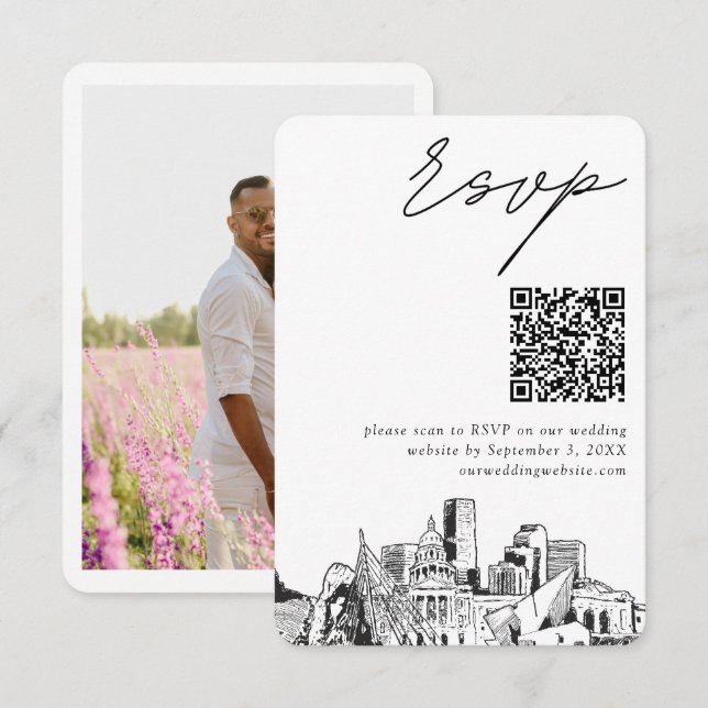 Denver Bröllop Modern OSA QR-kod Tilläggskort (Fram/baksida)