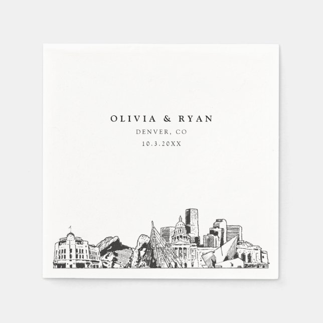 Denver Bröllop Papper Cocktail Napkin Pappersservett (Framsidan)