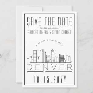 Denver Bröllop Stilisad Stadssiluett Spara Datumet Inbjudningar