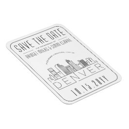 Denver Bröllop Stilized Skyline Spara datum Magnet