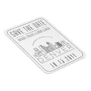 Denver Bröllop Stilized Skyline Spara datum Magnet