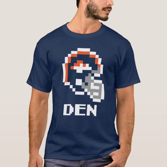 Denver Broncos (Tecmo Super Bowl Football Helmet) T Shirt (Framsida)
