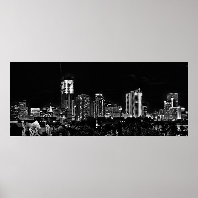 Denver by Night in Black and White Poster (Framsidan)