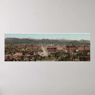 Denver City panorama, vintage America print Poster