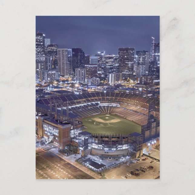 Denver Citys Siluett och Coors Field på natten Vykort (Framsida)