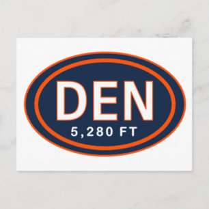 Denver CO 5 280 FT Blue & Orange Football Postcard Vykort