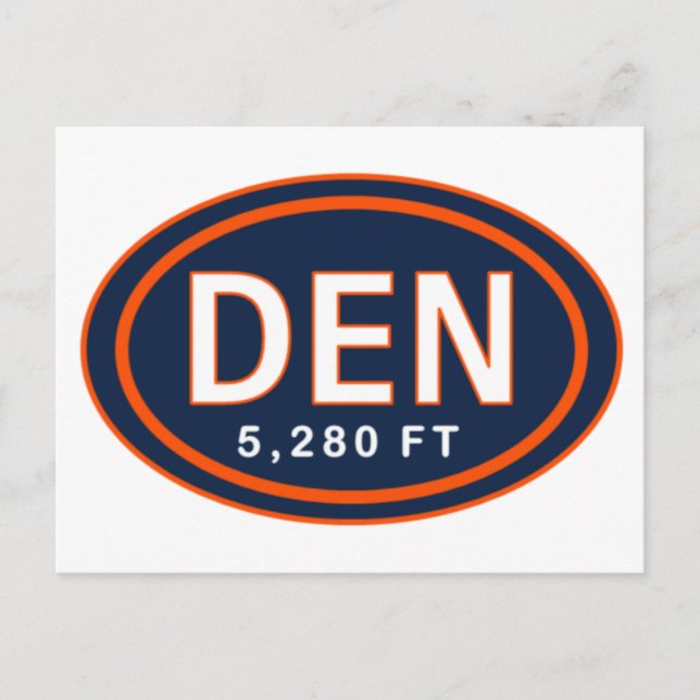 Denver CO 5 280 FT Blue & Orange Football Postcard Vykort (Framsida)