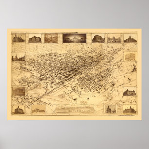 Denver, CO Panoramic Karta - 1881 Poster