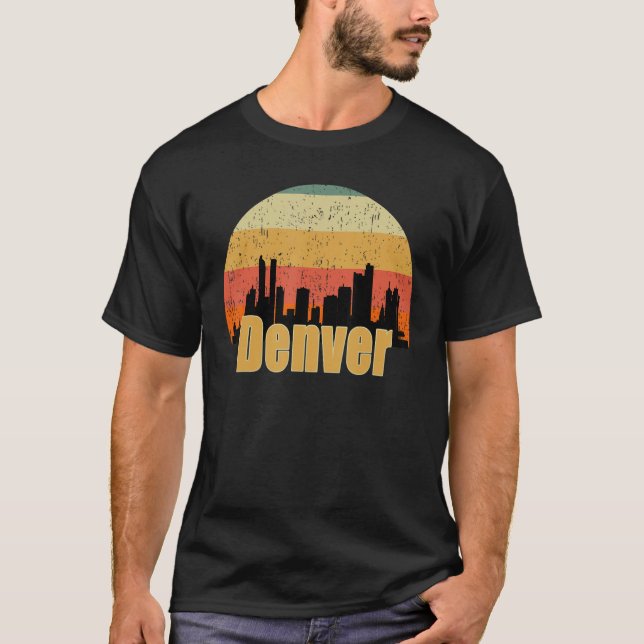 Denver Co Skyline Silhouette Sunset I Kärlek Denve T Shirt (Framsida)