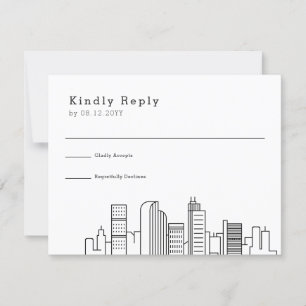 Denver, Colorado Bröllop Stylized Skyline OSA Kort