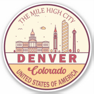 Denver Colorado City Skyline Emblem Klistermärken