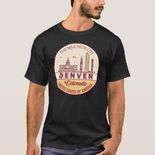 Denver Colorado City Skyline Emblem T Shirt
