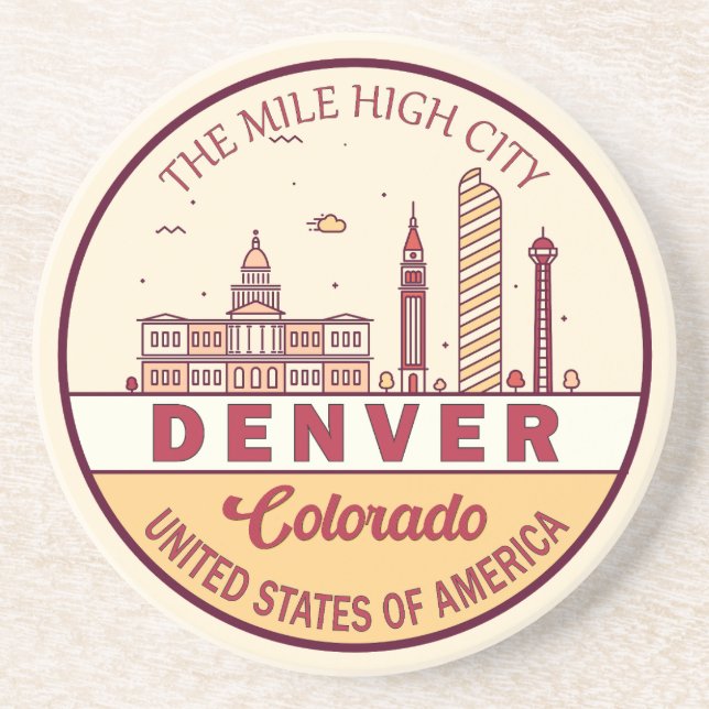 Denver Colorado City Skyline Emblem Underlägg (Framsidan)