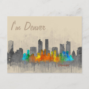 Denver Colorado City Skyline Hq v3. Jag är denver Vykort