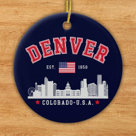 Denver Colorado Cityscape Design Julgransprydnad Keramik