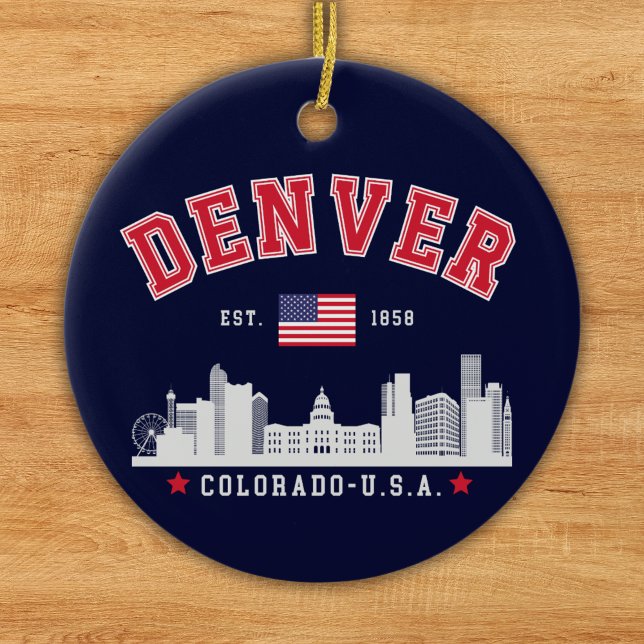 Denver Colorado Cityscape Design Julgransprydnad Keramik (Skapare uppladdad)