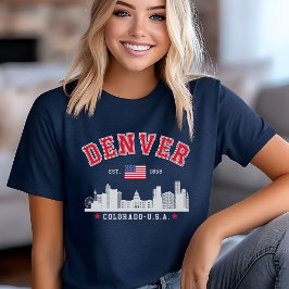 Denver Colorado Cityscape Design T Shirt
