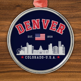 Denver Colorado Cityscape View Julgransprydnad Metall