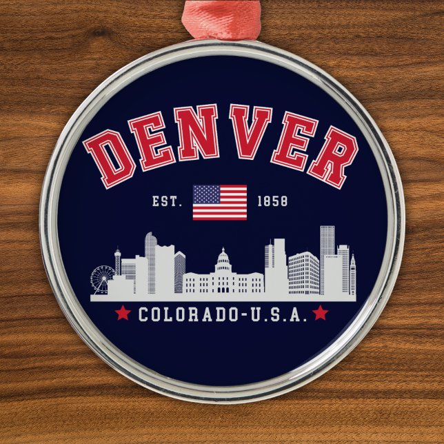 Denver Colorado Cityscape View Julgransprydnad Metall (Skapare uppladdad)