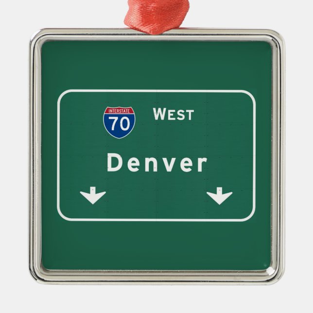 Denver Colorado co Interstate huvudvägmotorväg: Julgransprydnad Metall (Framsidan)