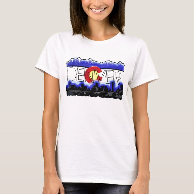 Denver Colorado dam skyline flagga tank Tee (Framsida)