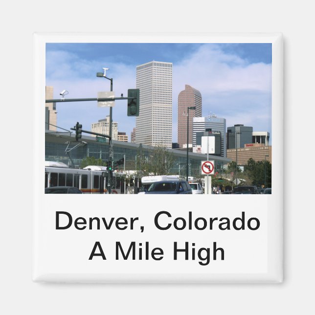 Denver, Colorado - en liten högvattendram Magnet (Framsidan)