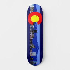 Denver Colorado Flagga bergsberg och city Skateboa Mini Skateboard Bräda 18,5 Cm