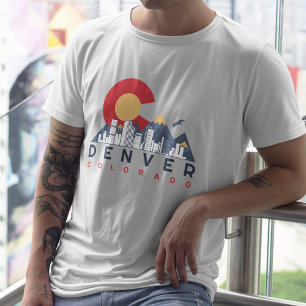 Denver Colorado Flagga Camping Hiking Souvenirs 80 T Shirt