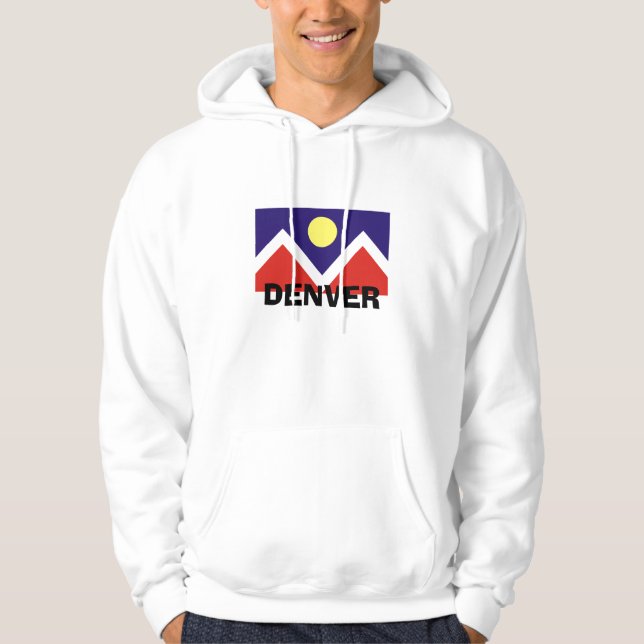 Denver, Colorado Flagga Sweatshirt Med Luva (Framsida)