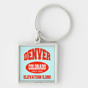Denver Colorado Fyrkantig Silverfärgad Nyckelring