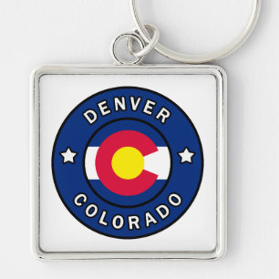Denver Colorado Fyrkantig Silverfärgad Nyckelring