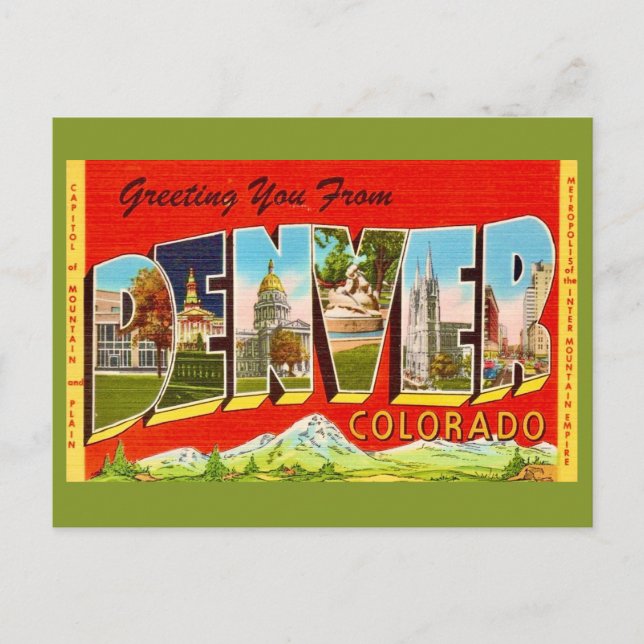 Denver Colorado Gammal Postkort Vykort (Framsida)