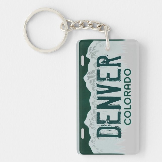 Denver Colorado grön registreringsskyltkeychain Nyckelring (Framsidan)