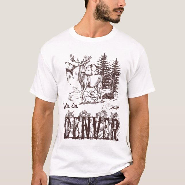 Denver Colorado Hjort Nature Scene Design T Shirt (Framsida)