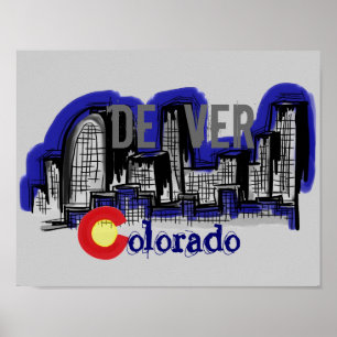 Denver Colorado horisontaffisch Poster