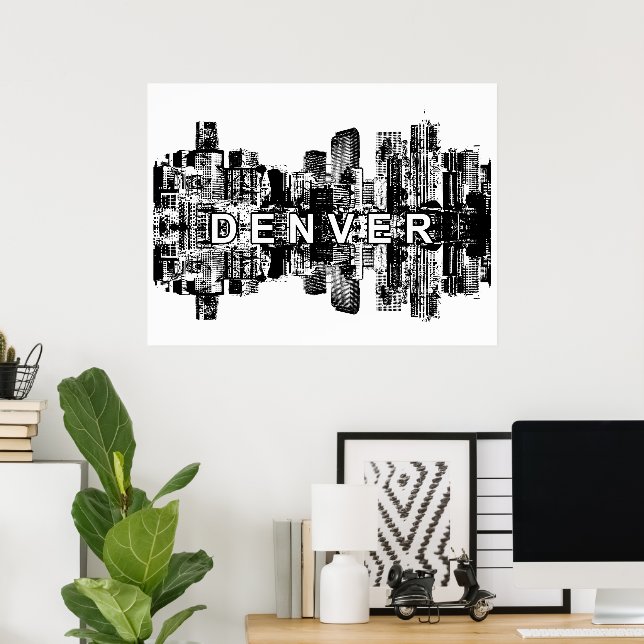 Denver, Colorado i svart och vitt Poster (Hemmakontoret)