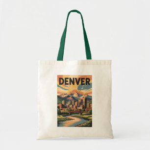 Denver Colorado Illustration Solnedgång Resa Konst Tygkasse
